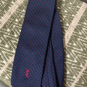 ✨Yves Saint Laurent✨ Dark Blue Tie with Red Dots